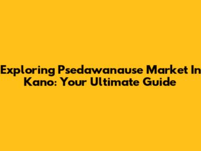 Exploring Psedawanause Market In Kano: Your Ultimate Guide