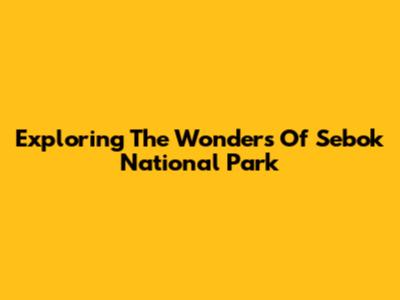 Exploring The Wonders Of Sebok National Park