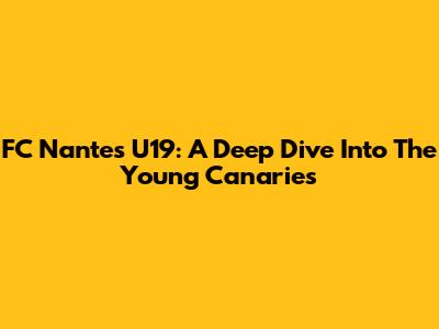 FC Nantes U19: A Deep Dive Into The Young Canaries