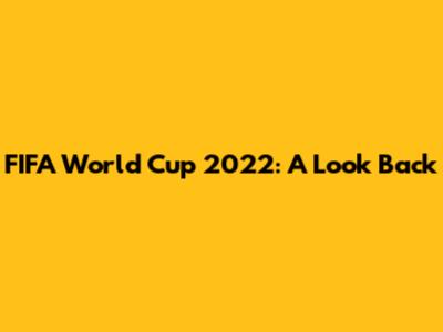 FIFA World Cup 2022: A Look Back