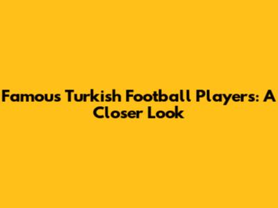 Famous Turkish Football Players: A Closer Look