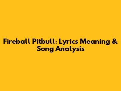 Fireball Pitbull: Lyrics Meaning & Song Analysis
