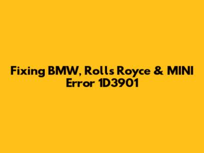 Fixing BMW, Rolls Royce & MINI Error 1D3901