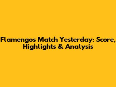 Flamengo's Match Yesterday: Score, Highlights & Analysis