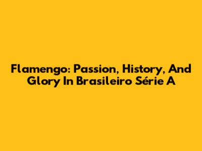 Flamengo: Passion, History, And Glory In Brasileiro Série A