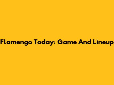 Flamengo Today: Game And Lineup