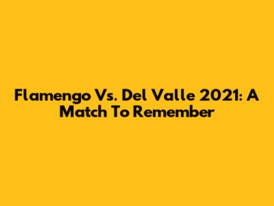 Flamengo Vs. Del Valle 2021: A Match To Remember