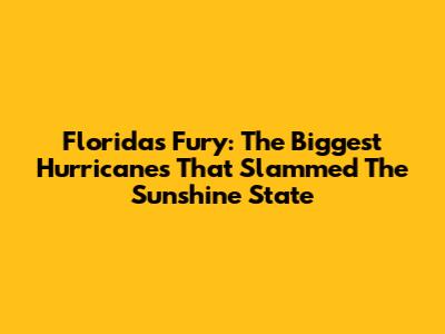 Florida's Fury: The Biggest Hurricanes That Slammed The Sunshine State