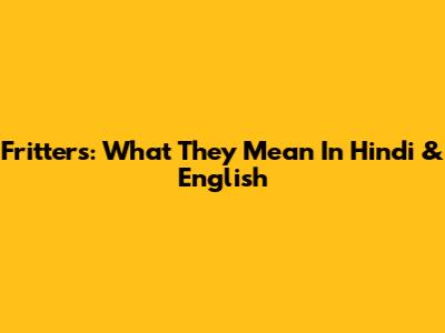 Fritters: What They Mean In Hindi & English