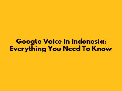 Google Voice In Indonesia: Everything You Need To Know