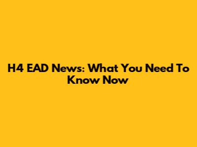 H4 EAD News: What You Need To Know Now