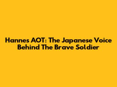 Hannes AOT: The Japanese Voice Behind The Brave Soldier