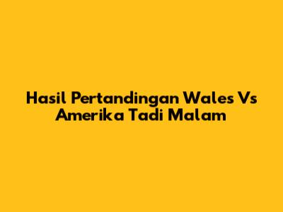 Hasil Pertandingan Wales Vs Amerika Tadi Malam