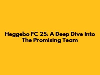 Heggebo FC 25: A Deep Dive Into The Promising Team