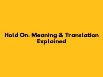 Hold On: Meaning & Translation Explained
