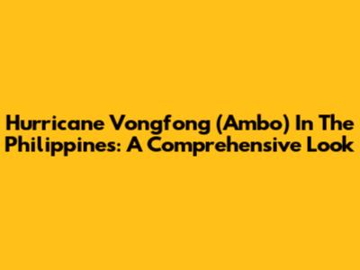 Hurricane Vongfong (Ambo) In The Philippines: A Comprehensive Look