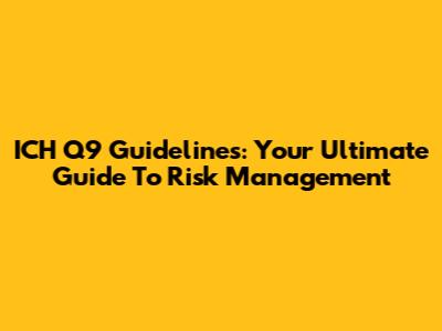 ICH Q9 Guidelines: Your Ultimate Guide To Risk Management