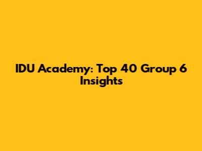 IDU Academy: Top 40 Group 6 Insights