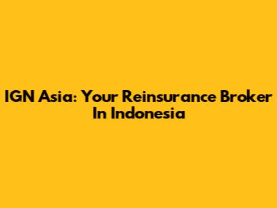 IGN Asia: Your Reinsurance Broker In Indonesia