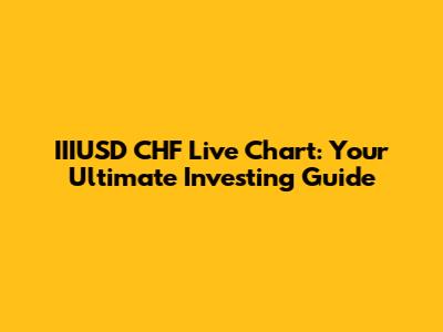 IIIUSD CHF Live Chart: Your Ultimate Investing Guide