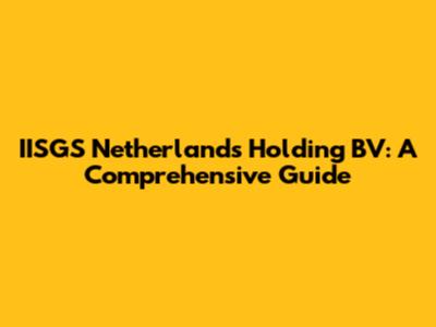 IISGS Netherlands Holding BV: A Comprehensive Guide