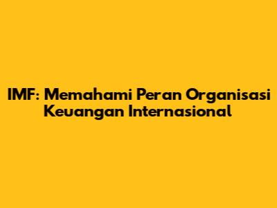 IMF: Memahami Peran Organisasi Keuangan Internasional