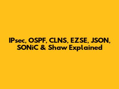 IPsec, OSPF, CLNS, EZSE, JSON, SONiC & Shaw Explained
