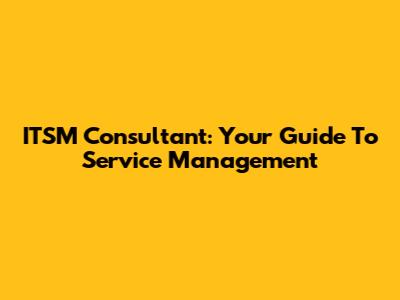 ITSM Consultant: Your Guide To Service Management