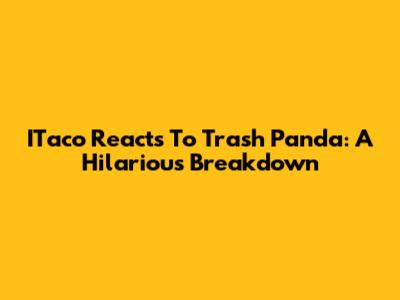 ITaco Reacts To Trash Panda: A Hilarious Breakdown