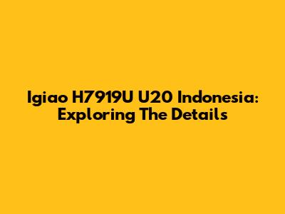 Igiao H7919U U20 Indonesia: Exploring The Details