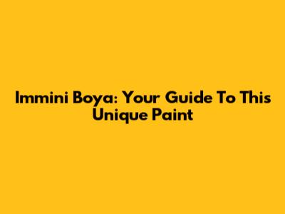 Immini Boya: Your Guide To This Unique Paint