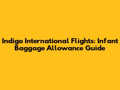 Indigo International Flights: Infant Baggage Allowance Guide