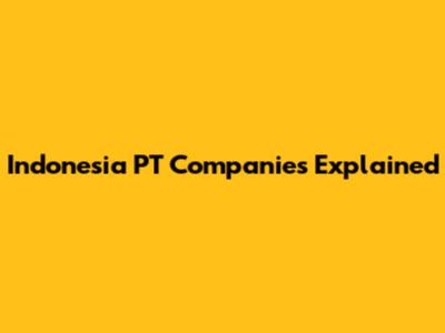 Indonesia PT Companies Explained