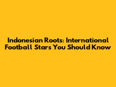 Indonesian Roots: International Football Stars You Should Know