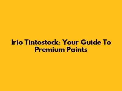 Irio Tintostock: Your Guide To Premium Paints