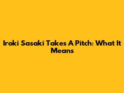 Iroki Sasaki Takes A Pitch: What It Means