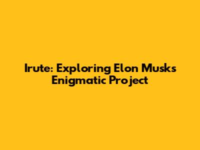 Irute: Exploring Elon Musk's Enigmatic Project