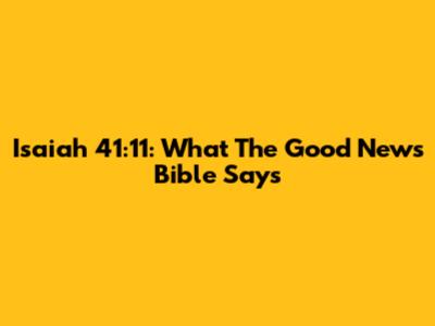 Isaiah 41:11: What The Good News Bible Says