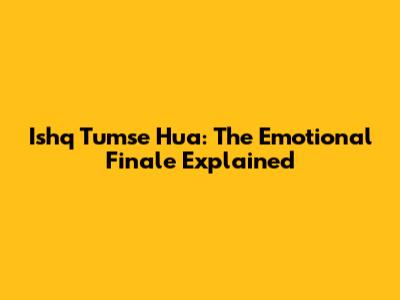 Ishq Tumse Hua: The Emotional Finale Explained