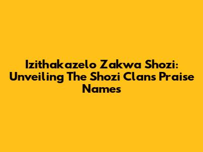 Izithakazelo Zakwa Shozi: Unveiling The Shozi Clan's Praise Names