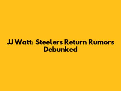 JJ Watt: Steelers Return Rumors Debunked