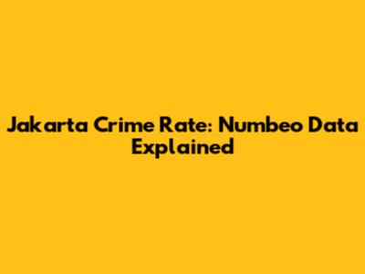 Jakarta Crime Rate: Numbeo Data Explained