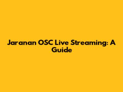 Jaranan OSC Live Streaming: A Guide