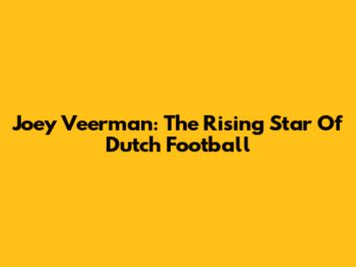 Joey Veerman: The Rising Star Of Dutch Football