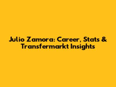 Julio Zamora: Career, Stats & Transfermarkt Insights