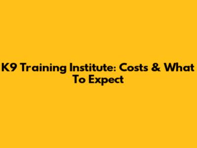 K9 Training Institute: Costs & What To Expect