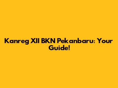 Kanreg XII BKN Pekanbaru: Your Guide!