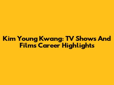 Kim Young Kwang: TV Shows And Films Career Highlights