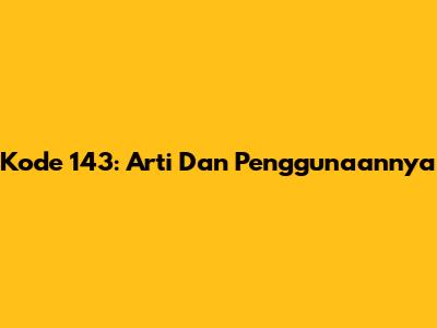 Kode 143: Arti Dan Penggunaannya