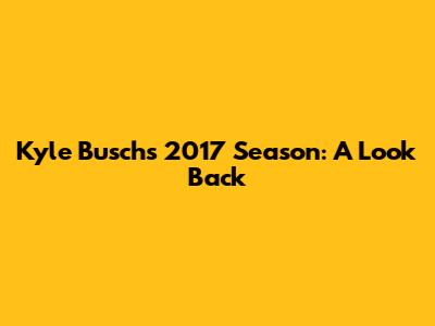 Kyle Busch's 2017 Season: A Look Back